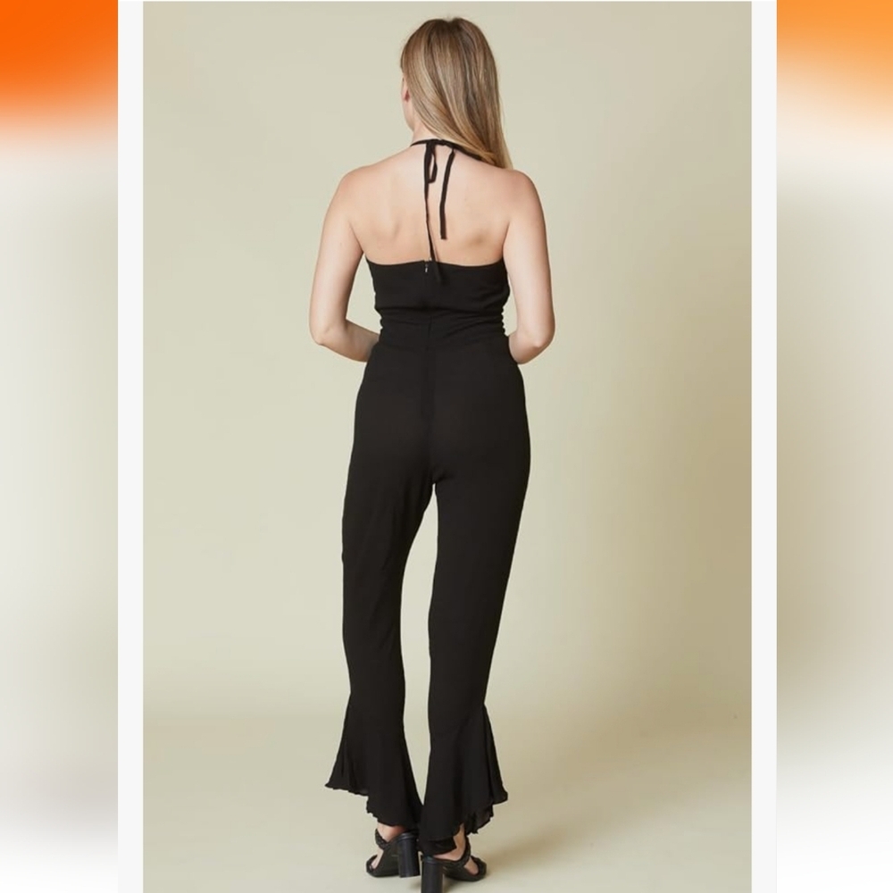 Women's Halter Ruffle Leg Jumpsuit - Picture 6 of 6
